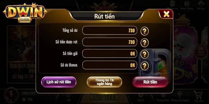 Rút Tiền DWIN - Hướng Dẫn 03 Bước Thực Hiện Cơ Bản Nhất 1 Chi tiết các bước rút tiền DWIN cơ bản